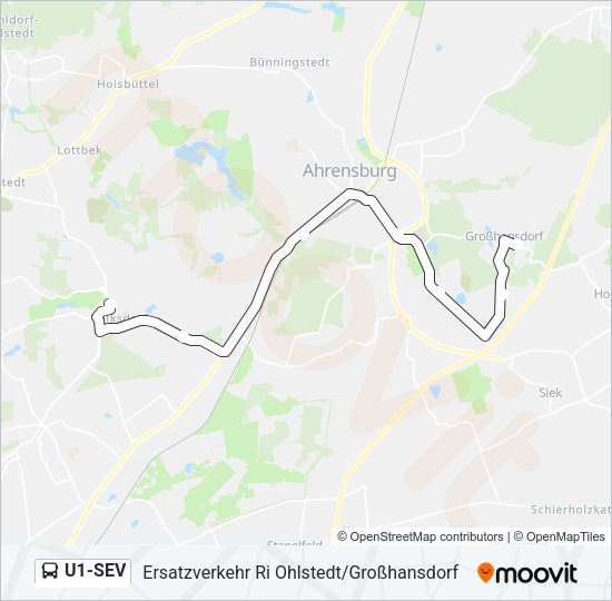 Автобус U1-SEV: карта маршрута