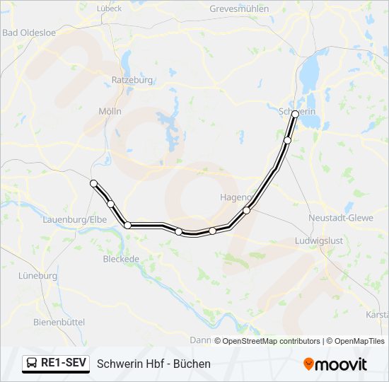 Автобус RE1-SEV: карта маршрута