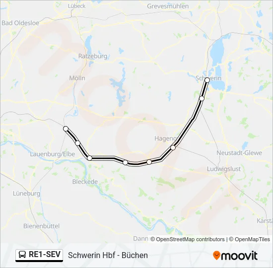 RE1-SEV Bus Line Map