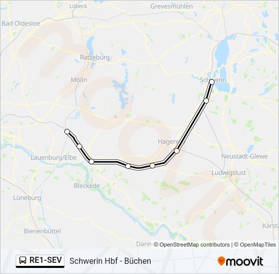 Автобус RE1-SEV: карта маршрута