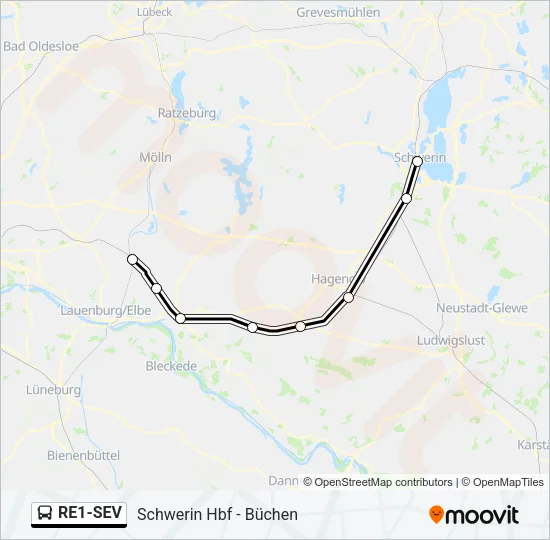 RE1-SEV Bus Line Map