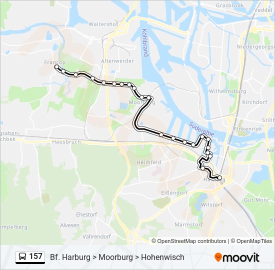 157 bus Line Map