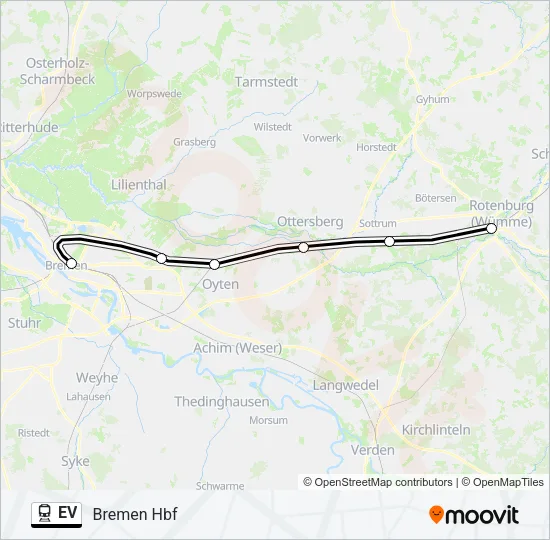 Поезд EV: карта маршрута