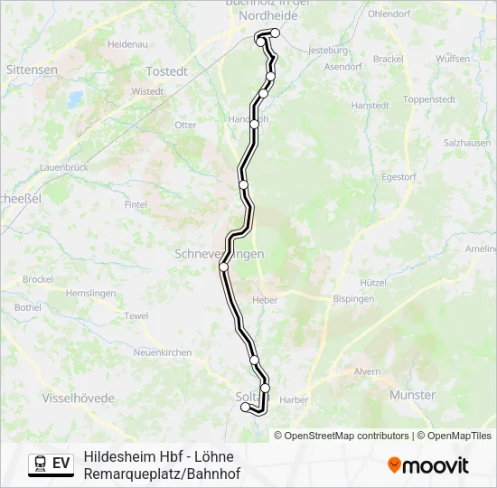 Поезд EV: карта маршрута