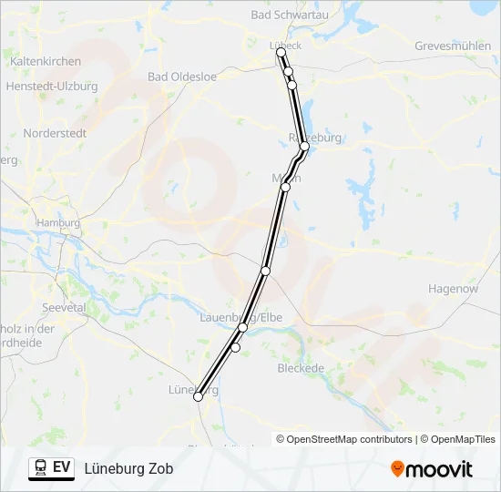 Поезд EV: карта маршрута
