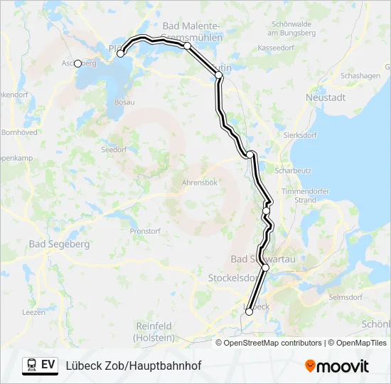 Поезд EV: карта маршрута