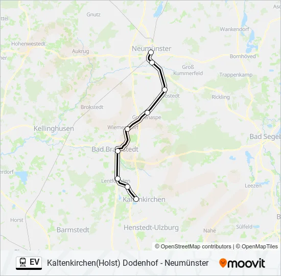 Поезд EV: карта маршрута