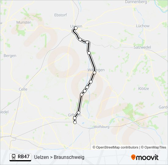 Bahnlinie RB47 Karte