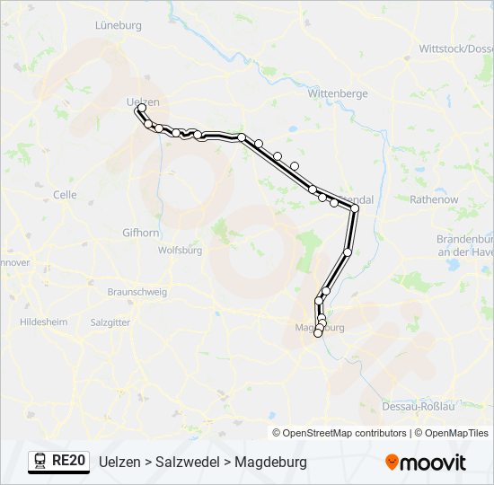 RE20 train Line Map