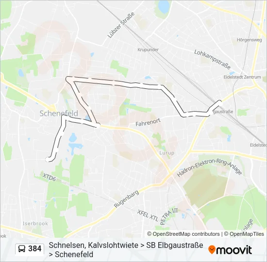 Автобус 384: карта маршрута