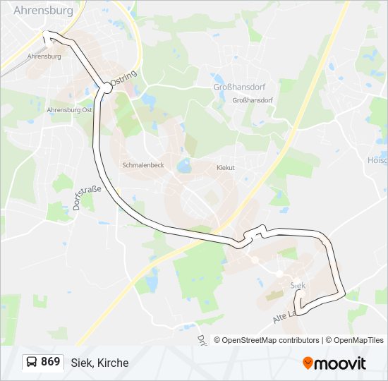 Автобус 869: карта маршрута