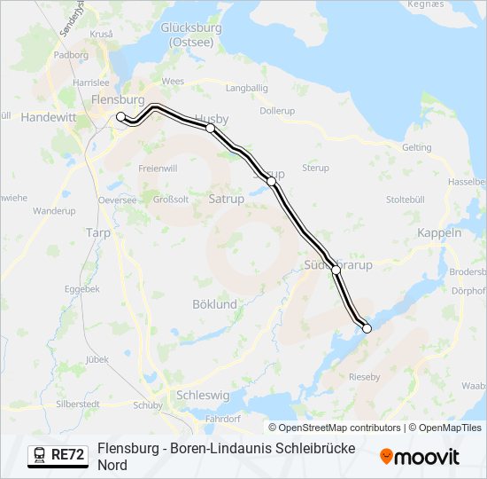 Поезд RE72: карта маршрута