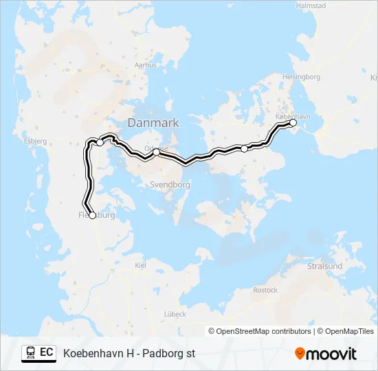 Поезд EC: карта маршрута