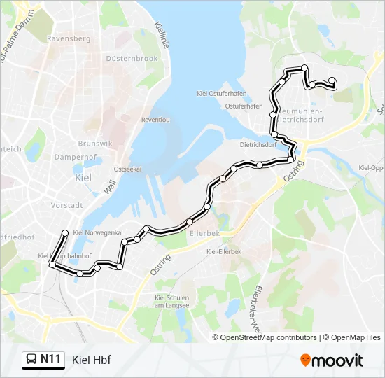  N11: карта маршрута