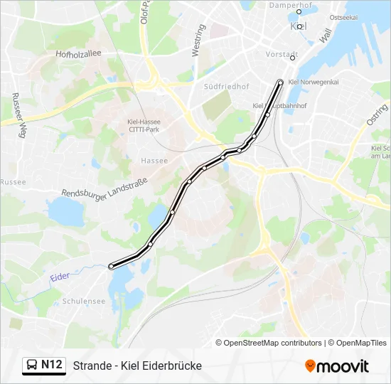 Автобус N12: карта маршрута