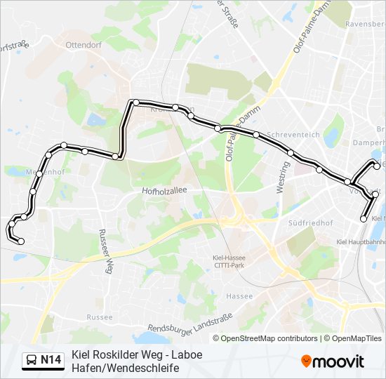 N14 bus Line Map