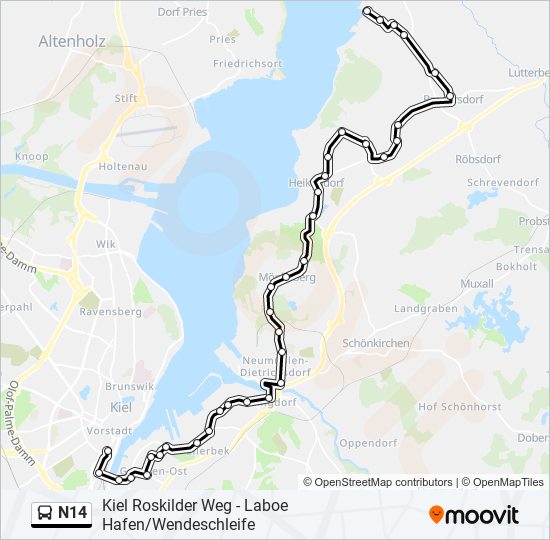 N14 bus Line Map