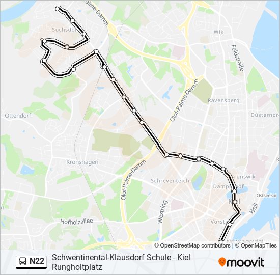 N22 bus Line Map