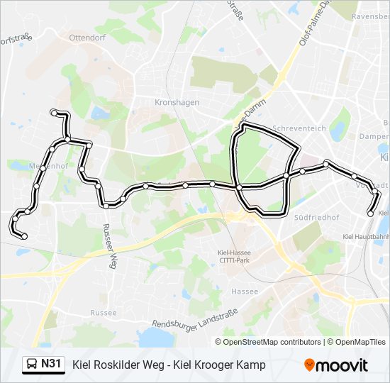 N31 bus Line Map