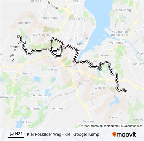 N31 bus Line Map