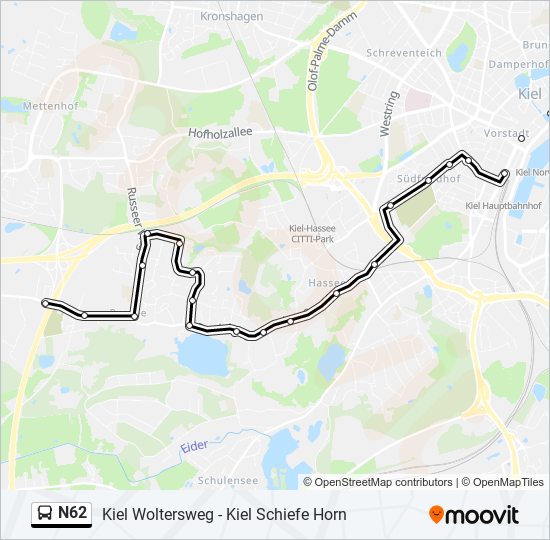 N62 bus Line Map