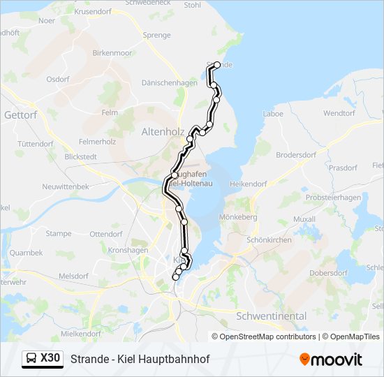 X30 bus Line Map