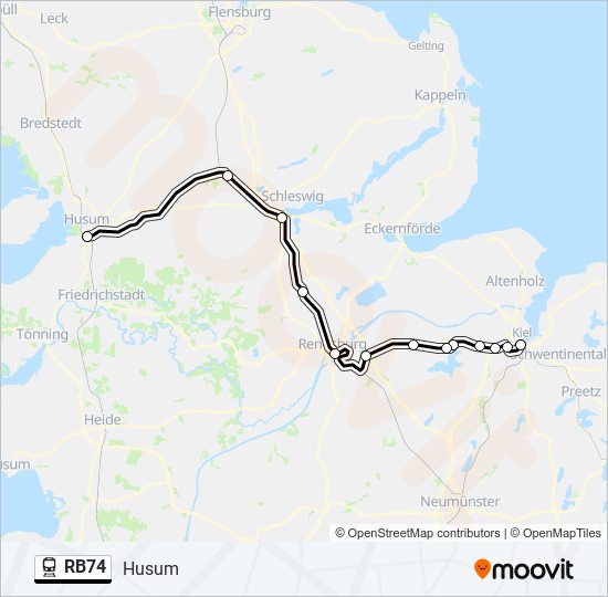 Поезд RB74: карта маршрута