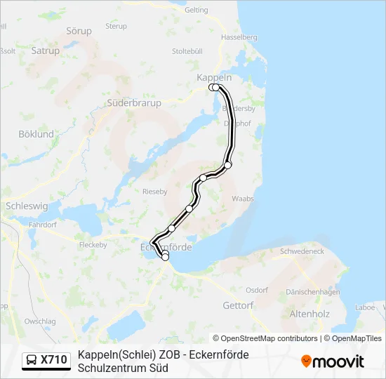 Автобус X710: карта маршрута