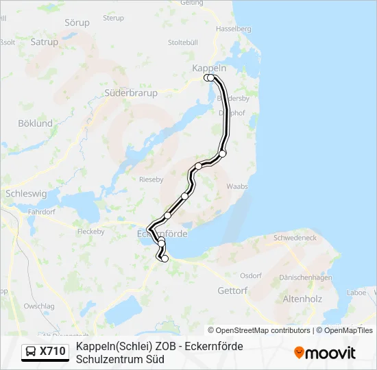 Автобус X710: карта маршрута