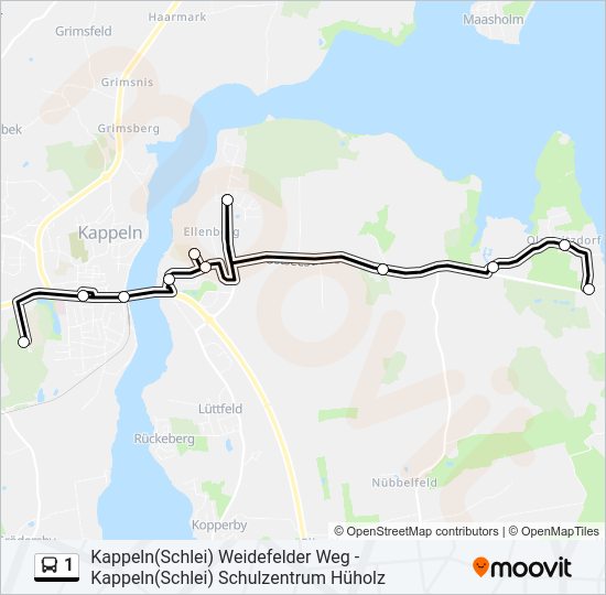 Автобус 1: карта маршрута