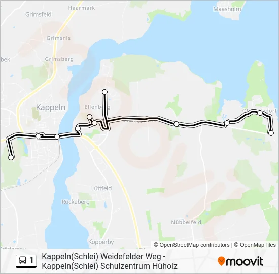 Автобус 1: карта маршрута