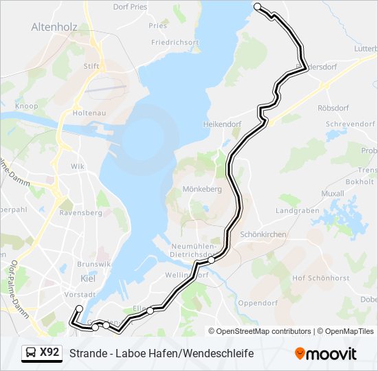 X92 bus Line Map