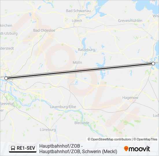 Buslinie RE1-SEV Karte
