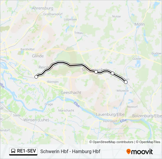 RE1-SEV Bus Line Map