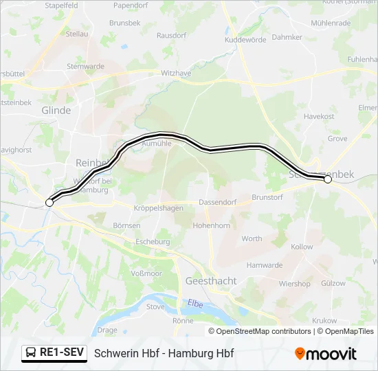 RE1-SEV Bus Line Map