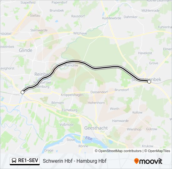 Автобус RE1-SEV: карта маршрута