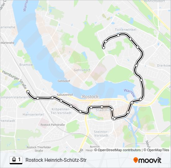 Straßenbahnlinie 1 Karte