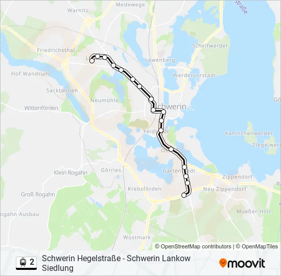 Трамвай 2: карта маршрута