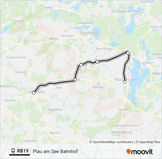 Поезд RB19: карта маршрута