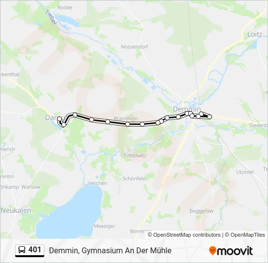 Автобус 401: карта маршрута