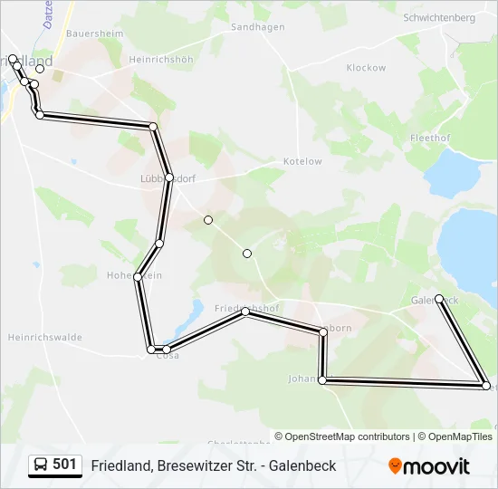 501 Bus Line Map