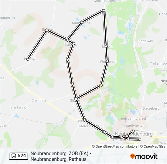 524 Bus Line Map