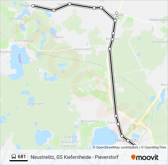Автобус 681: карта маршрута