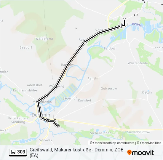 303 Bus Line Map