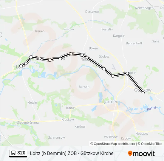 820 Bus Line Map