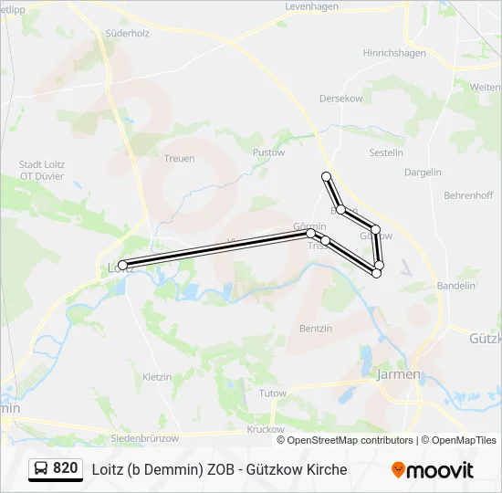 Автобус 820: карта маршрута
