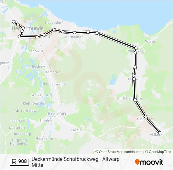 Автобус 908: карта маршрута