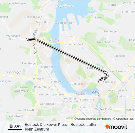 Трамвай X41: карта маршрута