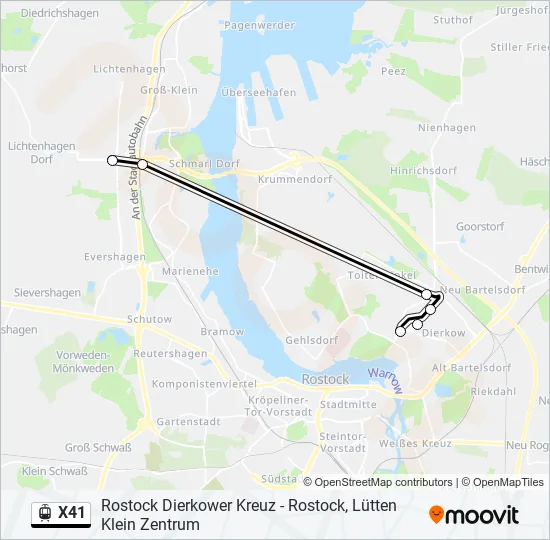 Трамвай X41: карта маршрута