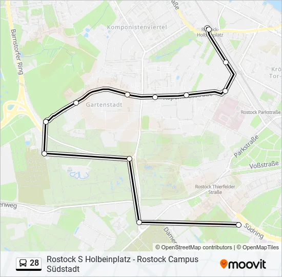 Автобус 28: карта маршрута